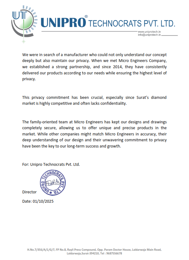 Unipro Technocraft Testimonial